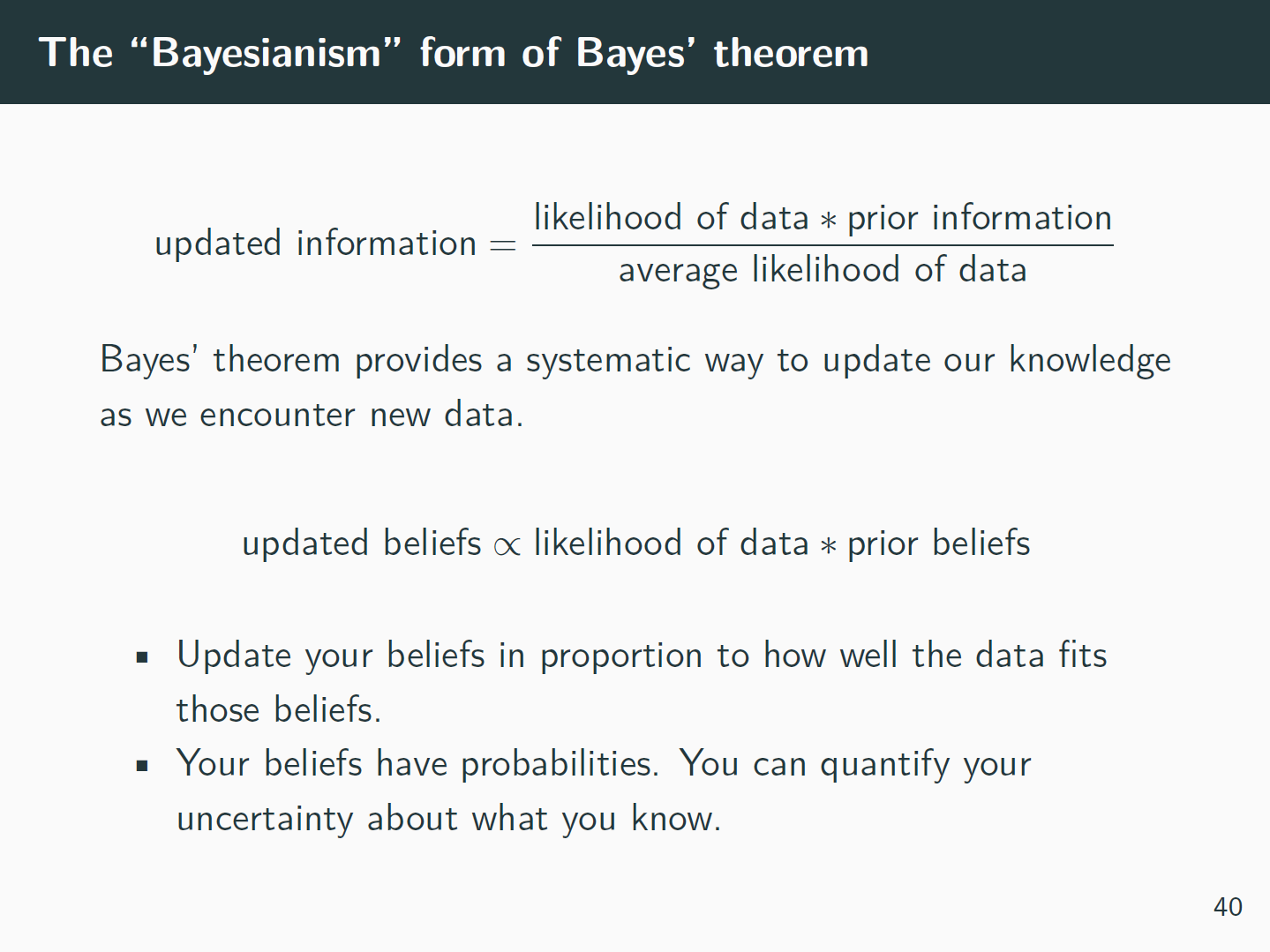 Slide where I explain 'Bayesianism'