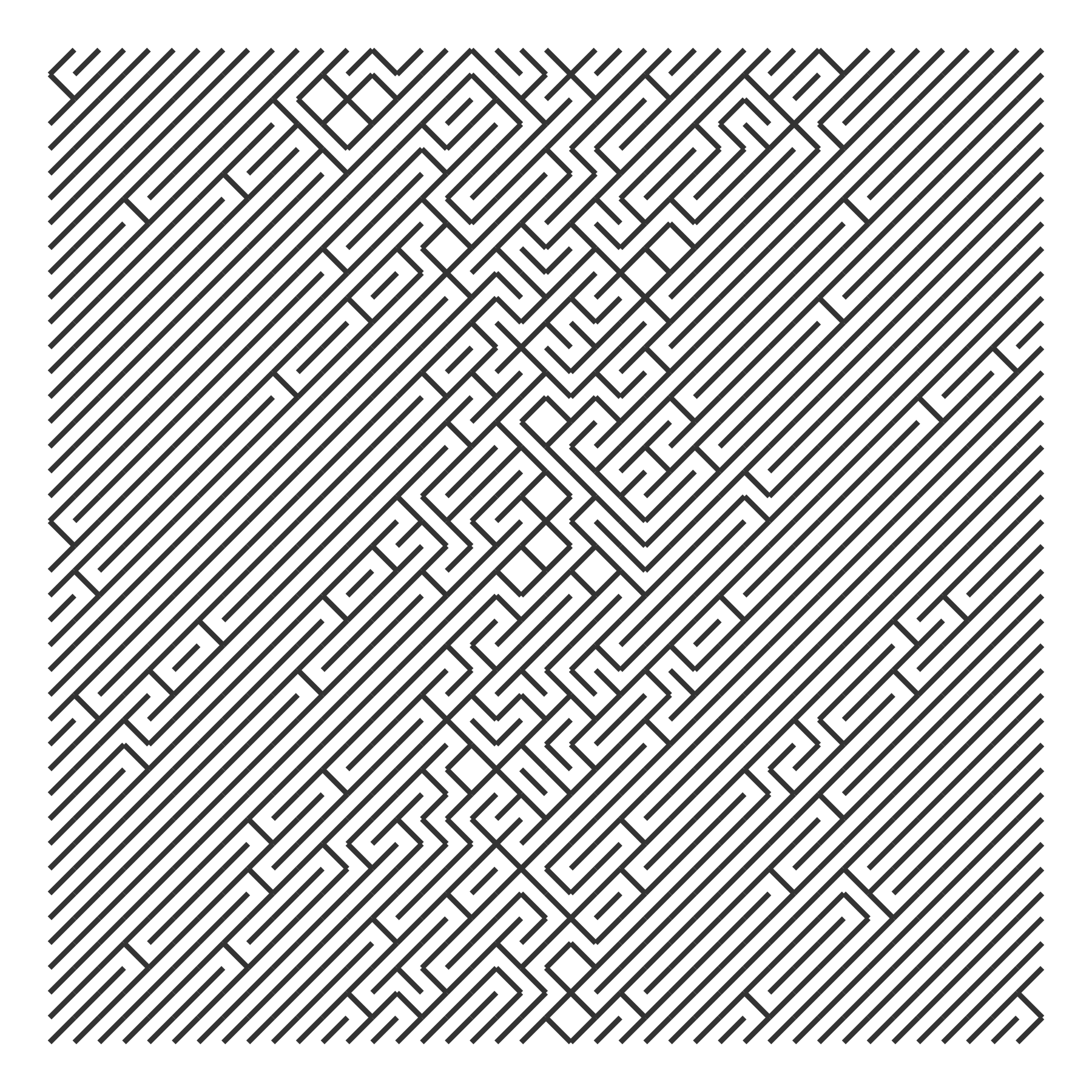 A maze where flipping probability is based on the density of a Cauchy curve