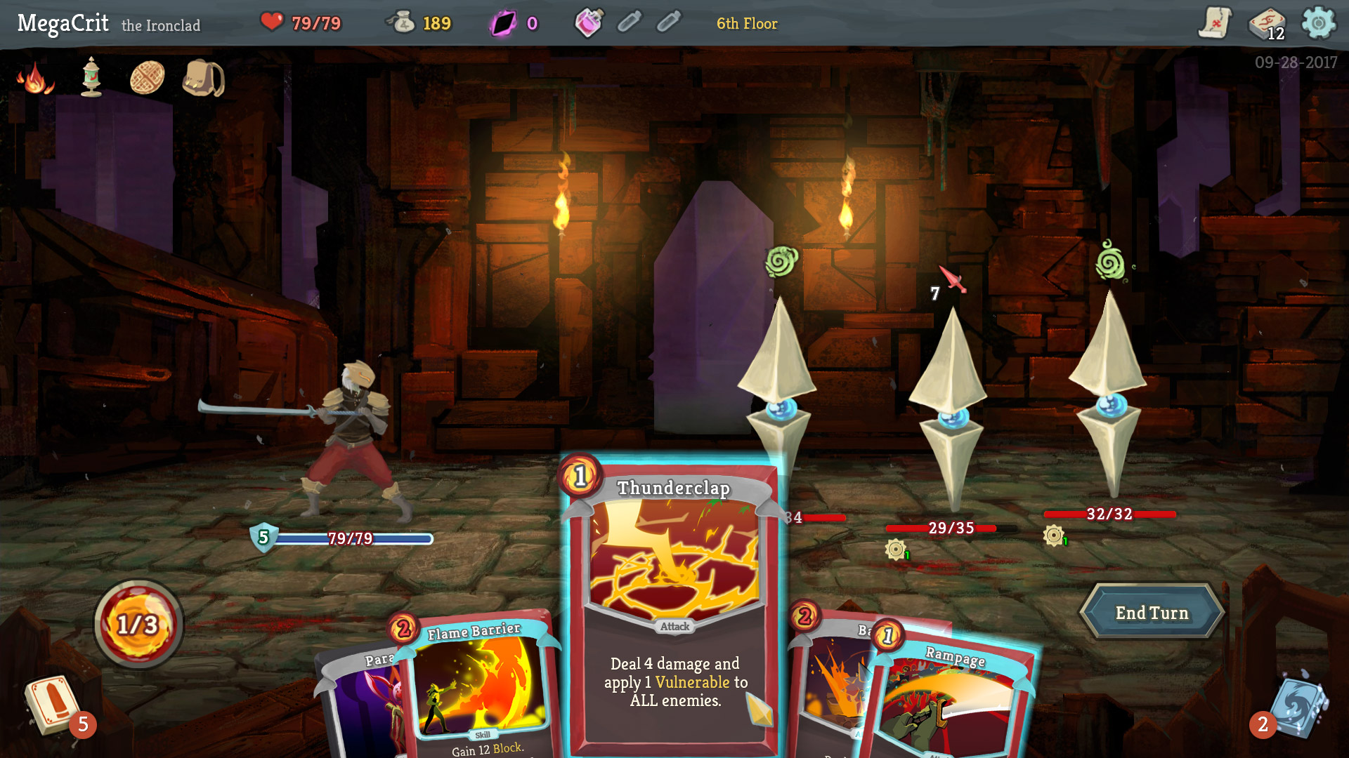 A screenshot of Slay The Spire gameplay.